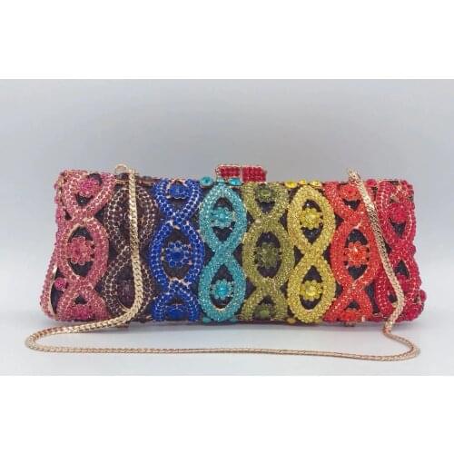 2021 New Arrival Blue/Yellow/Red Women Evening Clutch Bag Fashion Ladies Diamond Small Phone Case Luxury Female Crystal Purses