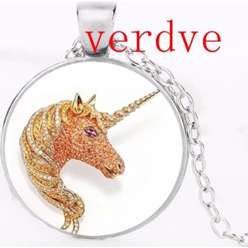 2017 The Unicorn Pendant Necklace Bronze Black Photo Pendants For Women Dress Accessories Glass Photo Jewelry
