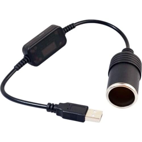 DYAN 5V 2A USB Male to 12V Car Cigarette Lighter Socket Converter Cable Adapter for DVR Car-Charger Electronics Auto Accessories