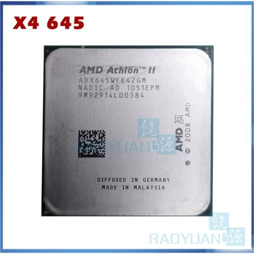 AMD CPU Athlon X4 645 3.1GHz Quad-Core CPU Processor X4-645 ADX645WFK42GM 95W Socket AM3 938pin