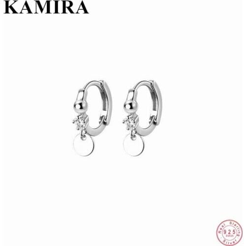 KAMIRA 925 Sterling Silver Romantic Disc Zircon Tassel Stud Earrings for Women Elegant Wedding Statement Fine Jewelry Bijoux Hot