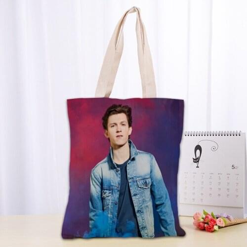Tom Holland Tote Bag Foldable Shopping Bag Reusable Eco Large Unisex Canvas Fabric Shoulder Bags Tote Grocery Cloth Pouch