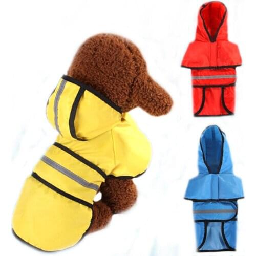 Dog Raincoat Reflective Waterproof Pet Hooded Overalls Puppy Cat Rain Coat
