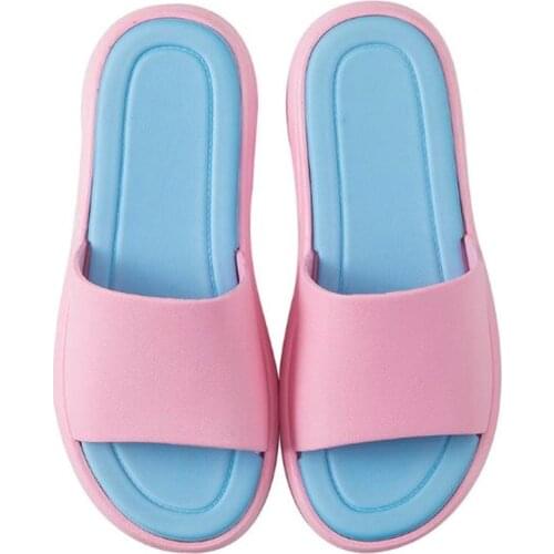 Women Color Matching Bath Bathroom Home Thick Bottom Japanese Slippers Men Non-slip Soft Indoor slides 2019 New EU Size 35-44