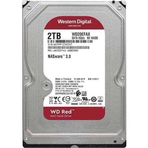 Western Digital 2TB WD Red NAS Internal Hard Drive HDD 5400 RPM SATA 6 Gb/s 256MB Cache 3.5" - WD20EFAX