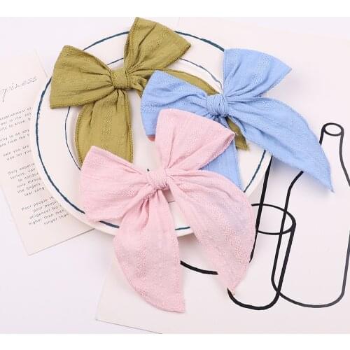 1Piece 4.5Inches Cotton Solid Color Big Bow Hair Clip For Kids Girls Bowknot Barrette Hairpin Boutique Headwear Hair Accessories