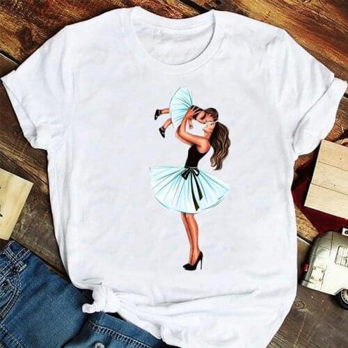 Lady Print Female Tee T-Shirt Women Fashion Love Mujer Camisetas Son Mother Mom Mama Cartoon Tshirts Clothes Graphic T Top