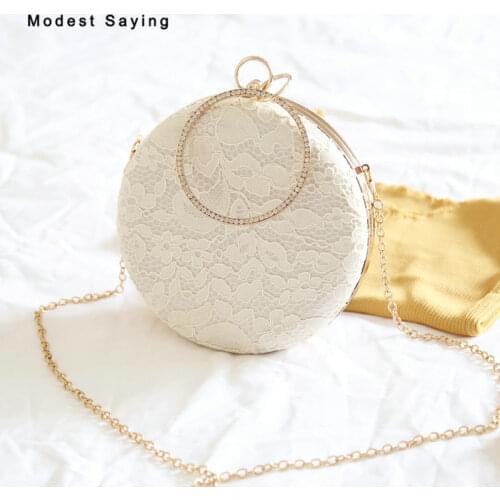 Elegant Ivory Lace Wedding Party Handbags 2018 Bridal Bags Prom Evening Purse Shoulder Bags Wedding Accessories Crossbody Bags