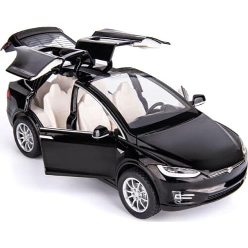 1: 24 Tesla Model X90 Acousto Optic Return Force 6 Door Alloy Car Model Simulation Childrens Toys Birthday Gift Black