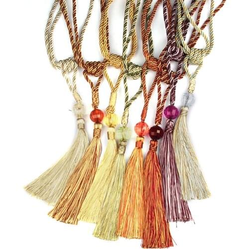 1PC Curtain Tiebacks Crystal Beaded Tassels Tieback Cord Home Textiles Window Treatments Home Decoration Accessories Modern