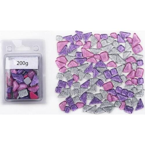 200g Colorful Glitter Shiny Craft Material Glass Mosaic Tiles Bulk for Children Handmade Creativity DIY