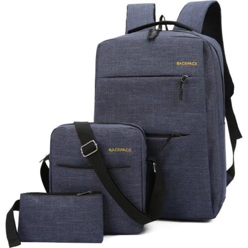 2019 USB Charging Canvas Backpack 3 Pcs/set Women School Backpacks Schoolbag For Teenagers Man Student Book Anti Theft Bag Boy