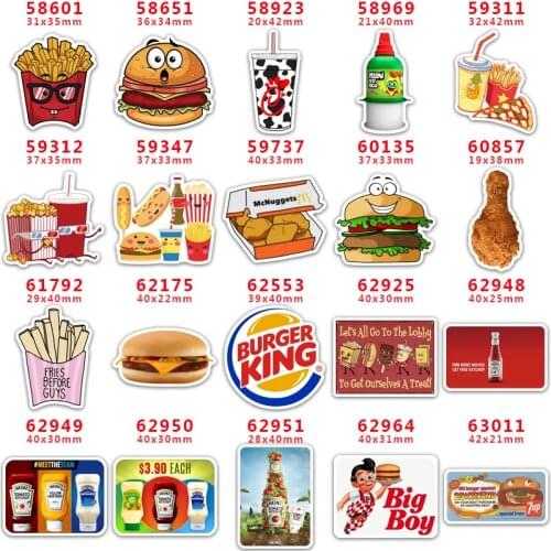 DIY Craft Supplies Sewing Accessories Cartoon Burger And Fries Printed Planar Resins Mold 30 Pieces. PR-58601