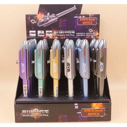 30 pcs/lot Creative Helicopter Gel Pen Cartoon 0.5 mm black ink Signature Pens School Office writing Supplies Promotional Gift
