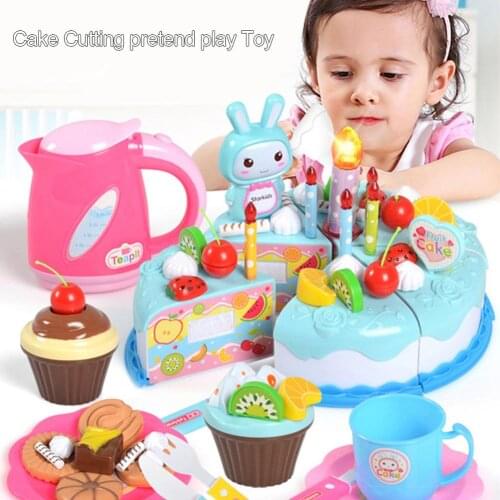 86pcs Childrens Play House Toy Birthday Cake Simulation Puzzle Play House Kitchen Toy Girl Birthday Blowing Candle Toy