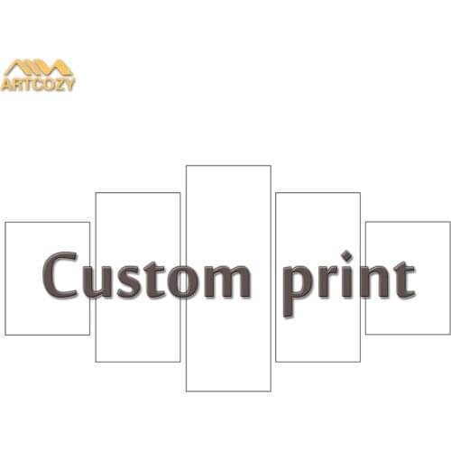 Artcozy 5 Panel Custom Print Waterproof Canvas Painting Wall Art Pictures Home Decor Spray Printings Plastic Pipe Packing