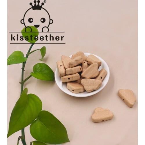 Kissteether 50pcs Food Grade Wood Bead Beech Wooden Clouds Animal Beads DIY Teething Nursing Mom Necklace jewelry Making Teether
