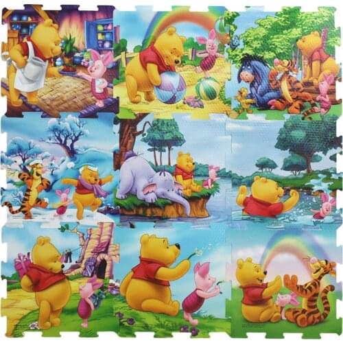 Disney 9pcs Mickey Baby Play Mat EVA Foam Play Gym Puzzle Mat Crawling Carpet and Rug for Kids Game Activity Soft Floor