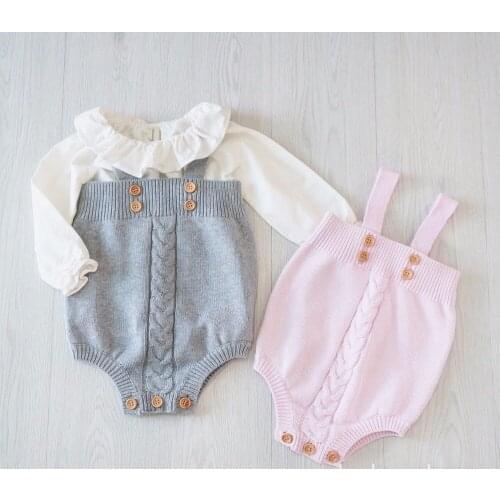 2017 spring Hot Children Clothings Toddler Baby Boy&girl Overalls Button Rompers Princess Kids Clothes pink/grey 0-18m