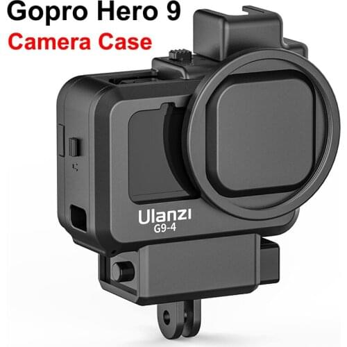 Ulanzi G9-4 Camera Cage for Gopro Hero 9 Action Camera Lightweight Dual Cold Shoe Camera Cover wtih 55mm Filter Adapter Ring