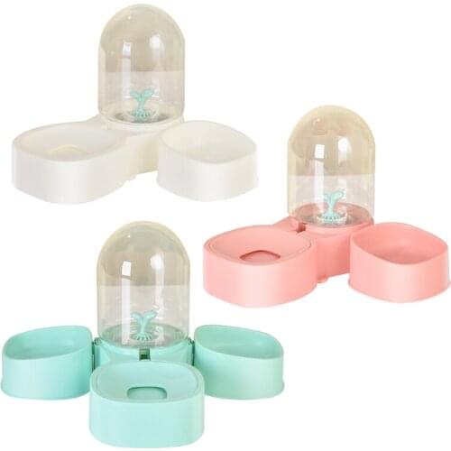 2 in 1 Pet Cats Waterer Feeder Dish Bowl Puppy Dogs Automatic Drinking Water Container Feeding Food Dispenser