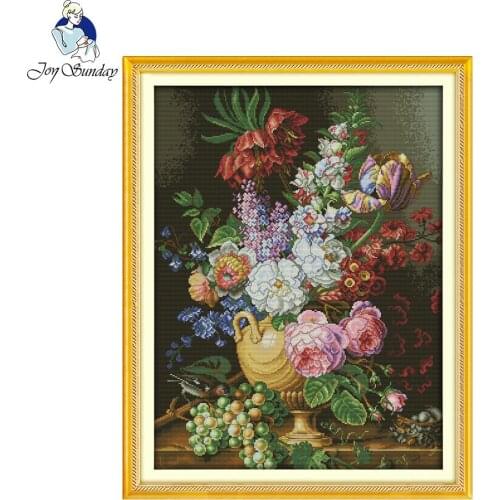 Joy sunday flower style Beautiful vase cross stitch patterns designs needlepoint patterns stitchery kits for home decoration