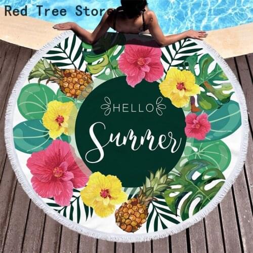Beach Round Mat Pineapple Coconut 3D Fruit Printed Summer Party Towel Quick-drying Swimming Towel Cover Can Be Worn Bath Towel