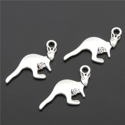 30pcs Silver Color Kangaroo With Baby Charms Necklace Pendant Handmade Jewelry Making Accessories DIY Crafts Findings A2712