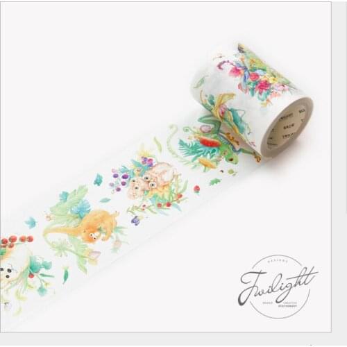 60mm Dream reverie green plants flower& animal cat frog owl dog fox rabbit washi Tape DIY planner diary scrapbookin masking tape