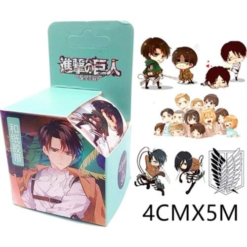 Anime Attack on Titan Sticker Tape Toy Eren Jager Mikasa Ackerman Washi Tape Paper Hand Account Sticker 40mm X 5m