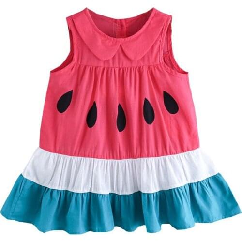 Baby Girl Summer Sleeveless Casual Dresses Round Neck Sundress Casual Watermelon Beach Dress