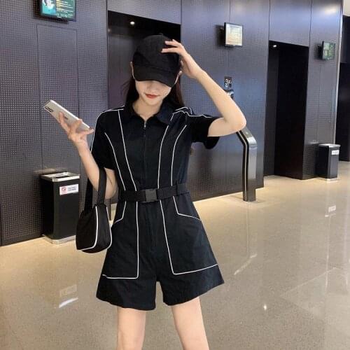 Summer Korean Version Of The New Tooling Black Dark Reflective Shorts One-piece Pants Streetwear Vintage Harajuku Dropshipping