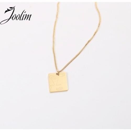 JOOLIM Jewelry Wholesale Culture Engraved Man Face Pendant Necklace Stainless Steel Tarnish Free