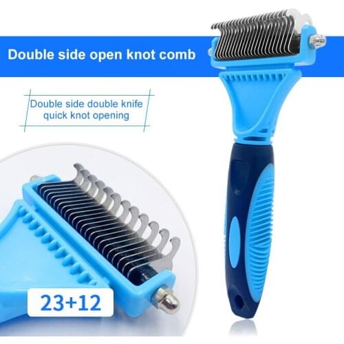 Pet Dog Dematting Comb with 2 Sided Professional Grooming Rake for Easy Mats Tangles Removing Hair Removal Brush for Dogs Cats