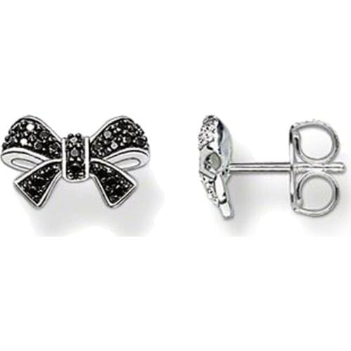 Silver CZ Pave Bowknot Stud Earrings Trendy Thomas Style Bow Knot Ear Stud Earring Jewelry Butterfly Earings Gift For Women