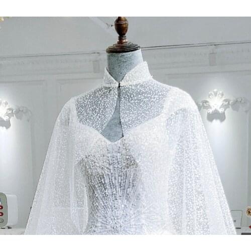 Bride cloak Wedding Cloak Shawl Yarn New Sparkling Veil Tail Yarn Cape Bolero women Shrug Hooded capes Jacket custom size
