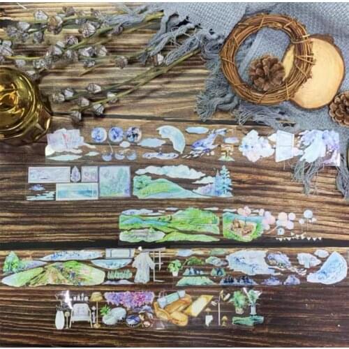 Vintage Flowing Clear PET Tape for Card Making Bullet Journal DIY Scrapbooking Decorative Sticker