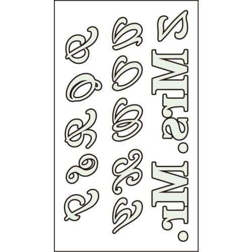 Waterproof Temporary Luminous Tattoo Sticker Word Mr Mrs Letter of The Alphabet Flash Tatoo Fake Tatto for Kids Women Men