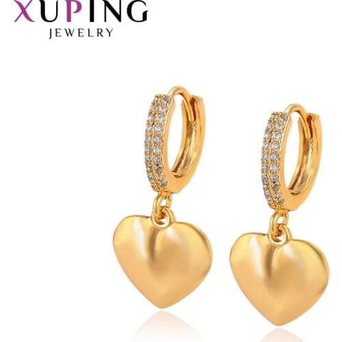 Xuping Fashion Romantic Heart Shape Style Pure Gold Color Plated Eardrops for Women Jewelry Thanksgiving Gift 80304