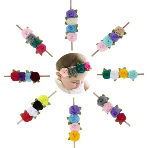Yundfly Boutique Toddler Girls Non-woven Fabric Leaf Flower Headband Newborn Floral Band