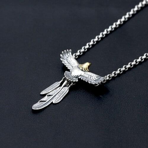 S925 Sterling Silver Jewelry Vintage Thai Silver Fashion Takahashi Feather Male And Female Pendants