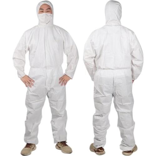 Protection Suit Particle Liquid Splash Resistant Clothing Polypropylene Nonwoven Overall White Full Chemical Industry Protection