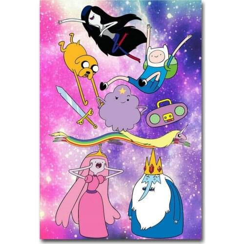 031 Adventure Time with Finn and Jake Cartoon Wall Silk Cloth Poster Art Decoration Gift