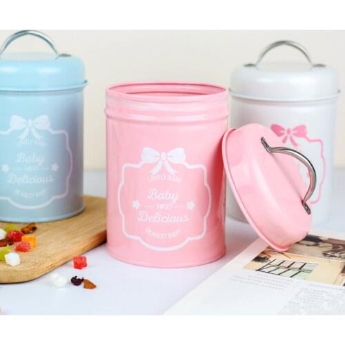 1Pcs Storage Tank Cylinder Box Cover Steel Kitchen Utensils Multifunction Case Household Supar-quality Pink Blue White 10cmDi