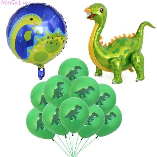 12Pcs Large 4D Walking Dinosaur Foil Balloons Birthday Decoration Dragon Party Baloons Jungle Animal Party Supplies Globos