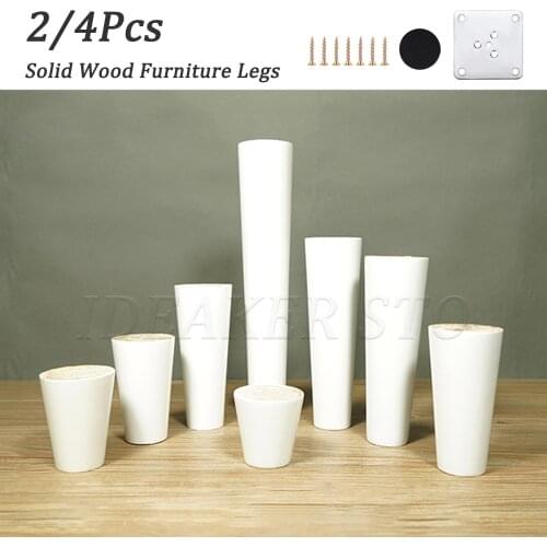 1/4PCS Solid Wood Furniture Legs Replacement Feet White For Coffe Tea Table Carbinet Coach Sofa TV Stands 60-300mm