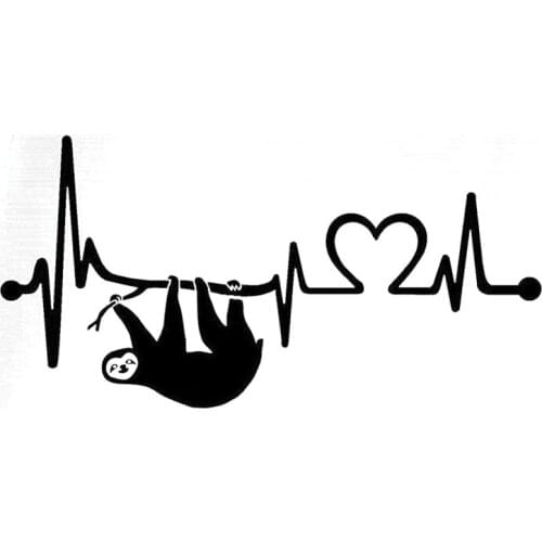 20.3cm*10.2cm Sloth Heartbeat Lifeline Monitor Stickers Decals Motorcycle Black/Silver S3-4933