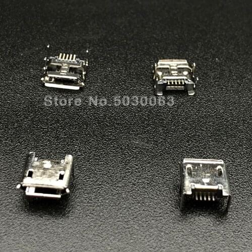 50pcs/lot Micro USB female socket 5P 5pin connector Android charging data socket 7.2 4-foot with column long needle edge curl