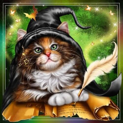 5D DIY Diamond Painting Kits Cat Hobbies And Crafts Embroidery Full Round With AB Drill Halloween Animal Mosaic Home Decoration