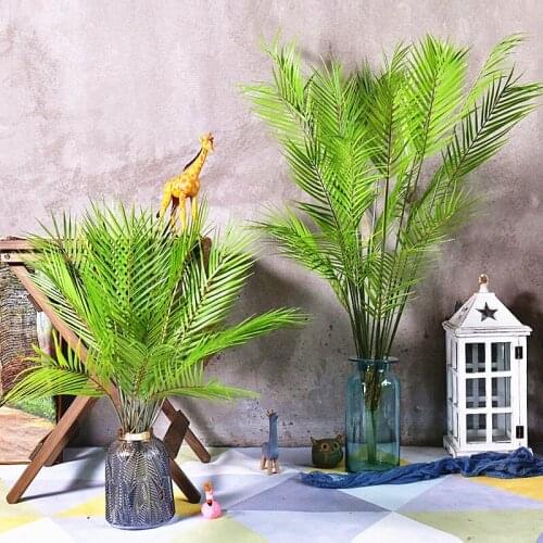 125cm13 Fork Large Artificial Plants Plastic Green Palm Tree Branch Tropical Theme Fake Tree Indoor Landscaping Office Home Deco